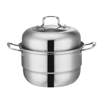 易铂  金钢蒸锅28cm双层蒸煮两用家用蒸锅YP-8029双层28cm