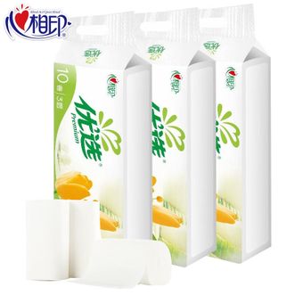 心相印卷纸 优选郁金香系列 超值装 3层75g*10卷/提*3提 无芯卷纸卫生纸