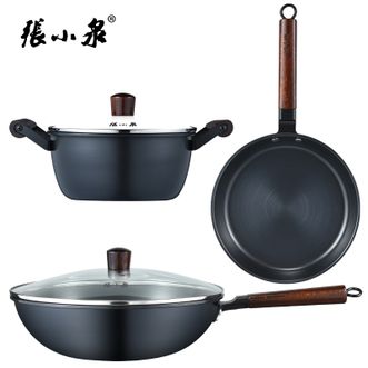 张小泉  古风系列精铁锅具三件套炒锅煎锅汤锅 轻油少烟明火专用 C35490100