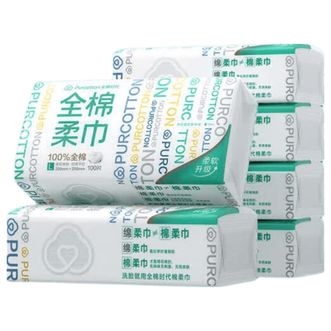 全棉时代  洗脸巾100抽*6包一次性擦脸巾纯棉柔巾抽纸抽取式20*20cm