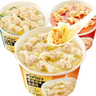 盛耳  炖炖好 馄饨3口味*6杯（虾仁鲜肉*2+老母鸡*2+筒骨辣汤*2）