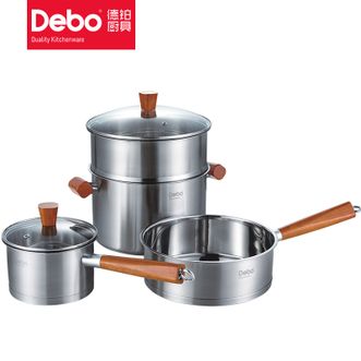 德铂（Debo）威廉斯堡不锈钢汤蒸锅 煎锅奶锅 加厚复合底套装锅具DEP-292
