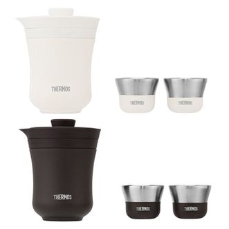 膳魔师（THERMOS）  便携茶具礼盒  260ml+35ml+35ml  云白/雾棕  旅行茶壶茶杯套组 营便携水杯 TCMU-200