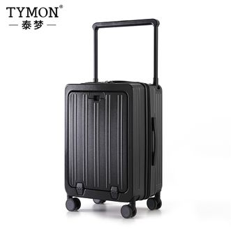 泰梦/TYMON  多功能宽拉杆旅行箱出差旅行大容量行李箱 拉链款 暗夜黑 24英寸