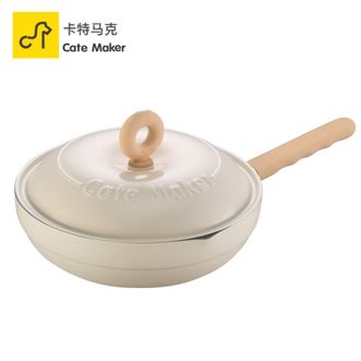 卡特马克  甜甜圈系列椰云奶油双圈炒锅26cm煎锅不粘锅
