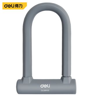 得力（deli）  自行车电动车防盗防锯锌合金硅胶U型锁 DL508102