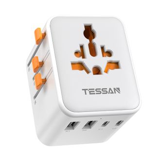 霆圣/TESSAN  全球旅行转换器插座28W  TS-WTA08-GRA  灰白色