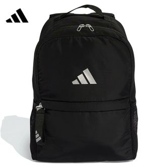 阿迪达斯/Adidas  简约实用运动休闲双肩背包书包 黑色/金属银 JE3224