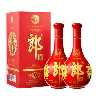 郎酒  红花郎10 陈酿53度酱香型高度白酒  500ml*4瓶 组合装附礼袋*2
