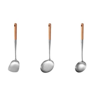 苏泊尔/Supor  木柄不锈钢铲勺三件套 锅铲+汤勺+漏勺 TK23009E
