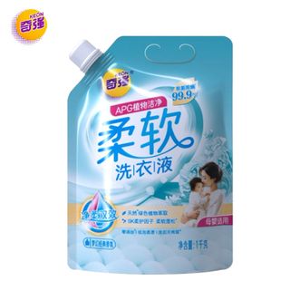 奇强  柔软洗衣液1kg衣物蓬松去污实惠袋装洗衣液1包