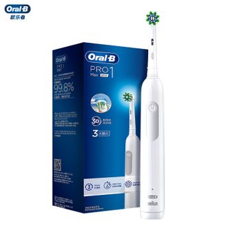 欧乐-B/Oral-B  旋转小圆头电动牙刷 3D声波美白刷 全身防水持久续航口腔护理震动洁牙护牙洁牙器Pro1 Max极光白