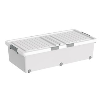 木の晖 【床底收纳箱 75L 100cm*50cm*14cm(灰白)】扁平整理箱 床下衣服棉被储物箱 收纳盒