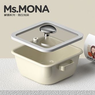 DStt  四方微压炖锅24CM 蒙娜系列珐琅陶瓷汤锅 燃气灶电磁炉通用 DSWYG24