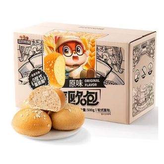 三只松鼠  全麦欧包 500g   10个-全麦原味款   0蔗糖