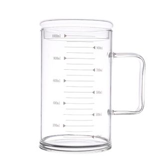 拜杰  高硼硅玻璃杯  带刻度量杯大容量办公室泡茶杯子耐高温水杯 1000ml