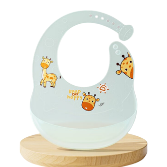 英氏（YEEHOO）  硅胶围兜 围嘴儿童食饭兜防脏围兜 卡通围兜（蓝）