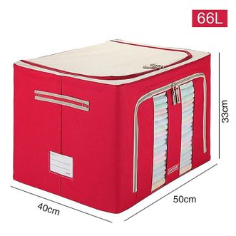 安巢/ANCHOW  视窗型百纳箱超厚牛津布AJ266红色66L 50*40*33cm 居家整理好帮手