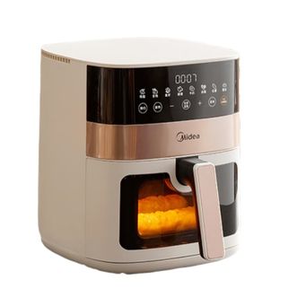 美的/Midea  空气炸锅家用6.3L大容量 可视 不用翻面 大功率 液晶触控智能多功能电炸锅 MF-KZC6381