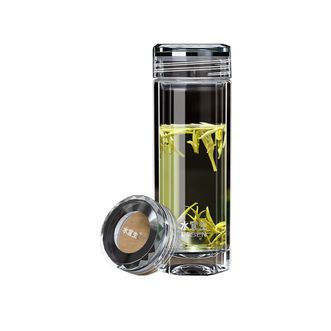 水宜生  双层玻璃杯泡茶装弱碱性四方茶杯 380ml