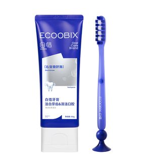 白惜/ecoobix  长头牙刷蓝色+牙膏蓝莓味(莓语初茶)