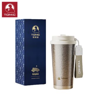 特美刻（TOMIC）  纯钛保温杯咖啡杯双饮吸管杯精致年会礼品元旦礼物 冰花灰