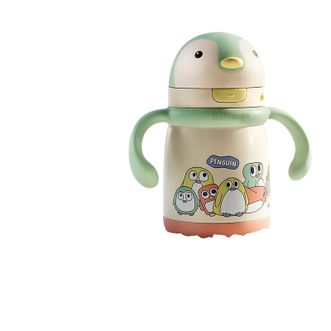 Bc Babycare  儿童小企鹅保温杯婴幼儿宝宝吸管杯学饮杯外出水壶幼儿园儿童水杯带握柄  300ML 316不锈钢