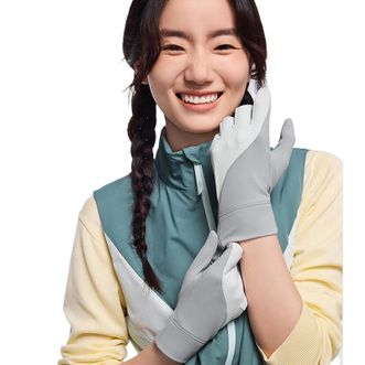 蕉下/BENEUNDER  女士柔护防晒手套ES46124 月凝灰  F码 薄款秋季防紫外线开指可触屏骑行运动开车