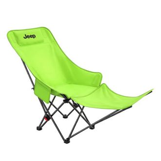 Jeep  4档高背户外冰丝带搁脚折叠躺椅