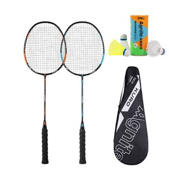 得力（deli）  安格耐特系列碳铝合金一体羽毛球拍(2支/副 带三球) F2131