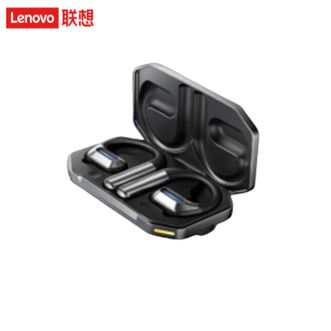 联想（Lenovo）  挂耳式蓝牙耳机LP73 骨传导不入夹耳运动跑步游戏降噪开放通用苹果华为小米 黑银色