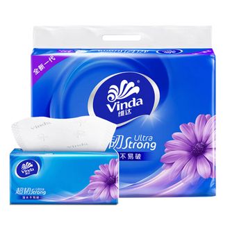 维达（Vinda）抽纸超韧3层130抽*6包S码湿水不易破卫生纸纸巾餐巾纸