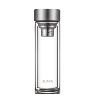 苏泊尔/Supor  双层玻璃杯 带盖随手杯 耐热 300ml