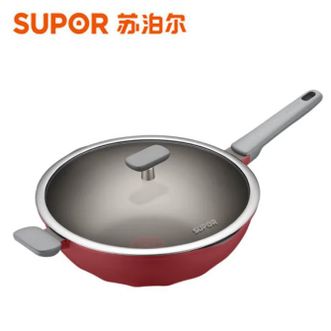 苏泊尔 炒锅火红点钛磨力不粘锅晶铸系列厨房家用一体成型少油烟耐磨炒锅煎炒锅商超同款NC34WA3（SUPOR）