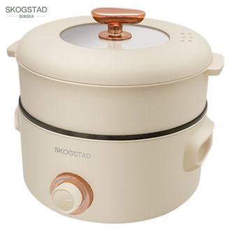 SKOGSTAD  思嘉思达 3.5L电火锅电蒸锅料理锅电炖锅多功能锅 煮面煮粥煲汤厨房电器炖煮锅电煮锅涮锅蒸蛋器蒸包子蒸馒头蒸饺蒸海鲜蒸玉米煎烤机涮肉锅多用途锅电热锅SKD-G0105米白色