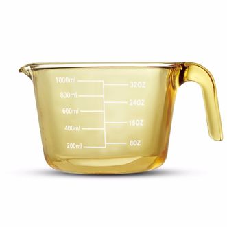 VISIONS  康宁琥珀色量杯  1L  早餐量杯烘焙玻璃带刻度耐热玻璃量杯热奶
