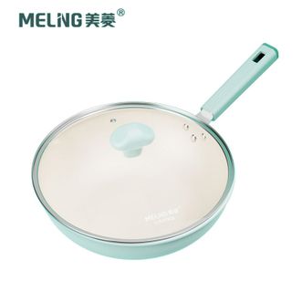 美菱/MELNG  轻煮时光云朵炒锅32cm高颜值不粘炒锅不易锈轻巧锅身家用轻烟少油炒菜锅
