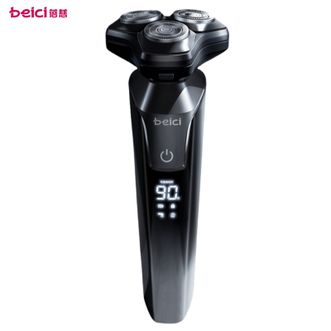 蓓慈/Beici  三刀头剃须刀电动刮胡刀 全身水洗LED智能屏显 3D浮动刀头带旅行锁男士充电胡须刀X4极地黑