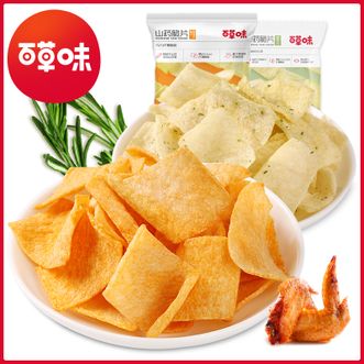 百草味 山药片45g*6袋 香葱味 零食薯片膨化食品 追剧必备休闲小吃