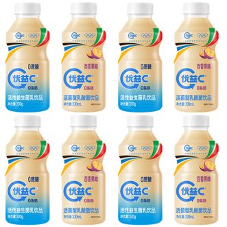 蒙牛  优益C低温活菌益生菌饮品原味/百香果0脂肪乳酸菌330g*8瓶
