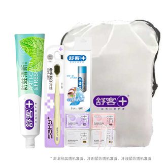 舒客+  防蛀清新牙膏145g*1牙刷*1专效口清新18ml*1牙线棒*1拎包 逍遥套装ZHS-TX22