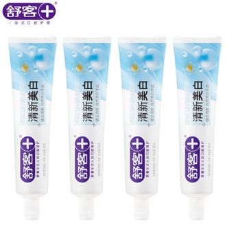 舒客  清新美白口气防蛀亮白牙膏185克(清爽薄荷)*4支天然美白成分自然亮白
