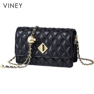 viney  经典牛皮链条包轻奢百搭ck风女士单肩斜挎小方包5338