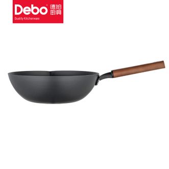 Debo  无涂层熟铁锅家用炒菜锅窒氮防锈不粘炒锅轻铁锅 西多夫炒锅 32cm      DEP-892