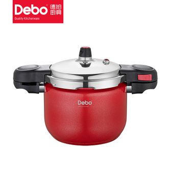 Debo  高压锅304不锈钢不粘防爆压力锅燃气电磁炉通用 罗德尔压力锅红色    DEP-823