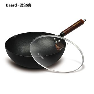 巴尔德  臻享典藏捶打老铁锅 32cm 玻璃盖电磁炉燃气炉通用