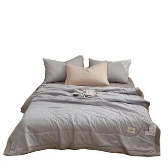 洁丽雅/Grace  纯色水洗棉夏被空调被四季通用被子夏凉被单人夏被芯可机洗 180*200cm JLY-ZRJ 银灰