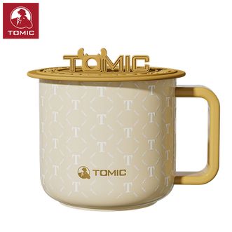 特美刻（TOMIC）  马克杯高颜值带盖咖啡杯女士陶瓷杯情侣杯新婚礼物伴手礼水杯杯子 亮面奶咖 410ml