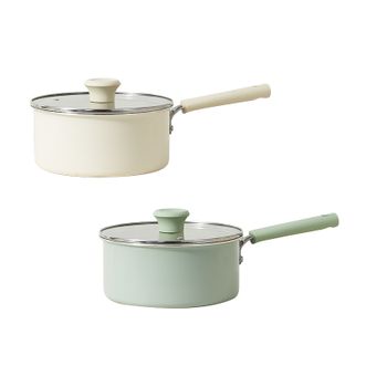 红厨  陶瓷奶锅宝宝辅食锅不粘锅婴儿煎煮一体小锅一人食汤锅泡面锅 16cm云雾白奶锅【天然陶瓷健康不粘】