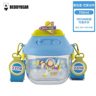 杯具熊（beddybear）   儿童夏季塑料水杯幼儿园宝宝户外吸管杯tritan材质700ml大容量 面包壶-闪耀巴斯 700ml